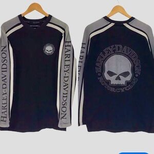 Vintage 90s Harley-Davidson Black Gray Skull Logo Shirt like new condition XL